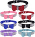 Dogs Kingdom 10"-24" Length Cute Pet Dog Velvet Bow Tie Collar Puppy Cat Full Crystal Rhinestone Necklace Adjustable,Rose Red,L