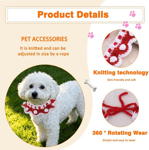 YangQian Small Dog Cat Bib Collar Pet Scarf Bib Small Dog Wedding Christmas Holiday Bandana Cats Birthday Party Outfit