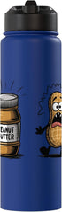 Peanut Butter Peanut Foodie Funny Surprised Peanut Looking At Peanut Butter Stainless Steel Insulated Water Bottle