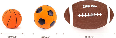 CHIWAVA 2 Pack 6" Squeaky Latex Dog Toy Balls, Football Rugbys Fetch Interactive Toy