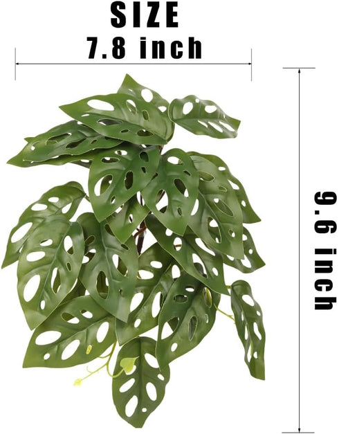 WOLEDOE Reptile Plants for Terrarium, Amphibian Habitat Decor Artificial Hanging Plants with Suction Cup - Fake Swiss