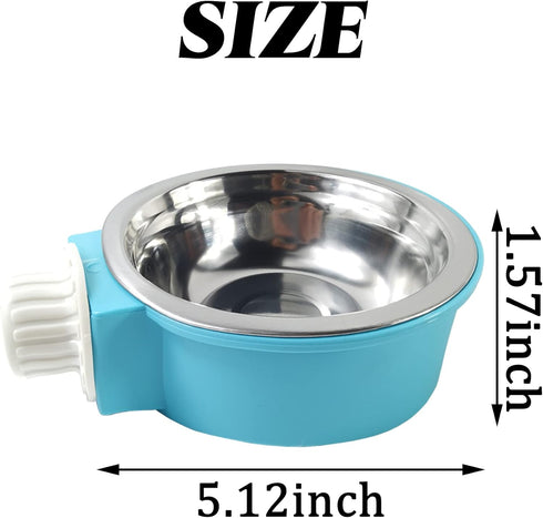 3PCS Crate Dog Bowls with Food Scoop Removable Hanging Stainless Steel Water Food Feeder Pet Cage Coop Cup for Kitten, Puppy, Birds, Rats, Guinea Pigs