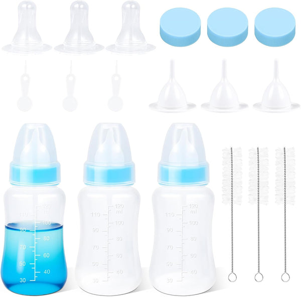 ASEVAT 4 oz 3PackPet Feeding Bottle, Anti-Choking Puppy Feeder Design,with 3pcs Replaceable and