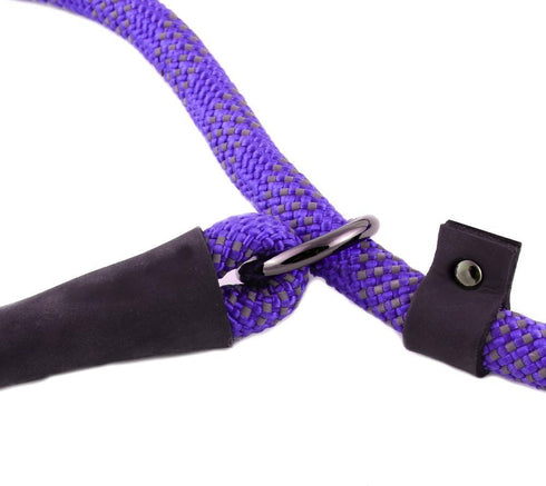 Max and Neo Reflective Rope Slip Lead, 5 Foot Leash - We Donate a Leash to Dog Rescue for Every Leash Sold (PURPLE, 5FT