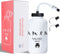 SHOKE Hockey Water Bottle with Long Straw, 1 Liter BPA Free Squeezable Water Bottle, 32 Oz-White