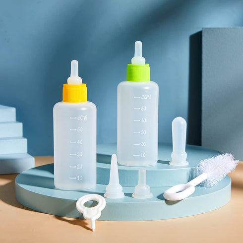 17 Tondiamo Pcs Kitten Bottle Feeding Kit Puppy Bottles for Nursing Puppy Milk, Replacement Nipples Cleaning Brushes