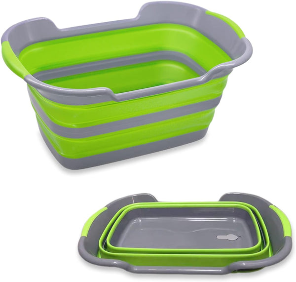 Multipurpose Collapsible Pet Bathtub - Portable Laundry Basket-Foldable Bathing Tub with Drainage Hole, 7.1 Gal/27L