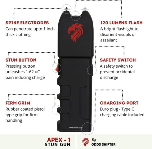 Odds Shifter - Stun Gun for Self Defense and Camping Essentials with Emergency Whistle