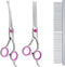 Maxshop Dog Grooming Scissors Set of 3, Heavy Duty Titanium Trimmer Kit with Safety Round Tips for Dogs and Cats (Pink)