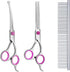 Maxshop Dog Grooming Scissors Set of 3, Heavy Duty Titanium Trimmer Kit with Safety Round Tips for Dogs and Cats (Pink)