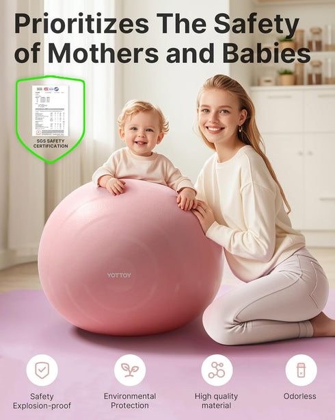 YOTTOY Anti-Burst Exercise Ball for Working Out, Yoga & Pregnancy, Extra Thick Workout Ball for Physical Therapy