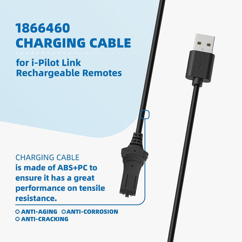 i-Pilot Link Remote Charging Cable 1866460, Compatible with All Minn Kota Ipilot Remotes, USB Adapter for AC/DC Power
