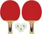 Vortex Table Tennis Racket 2-Player Set, Pips-Out with Sponge, Red & Black Rubber Surface