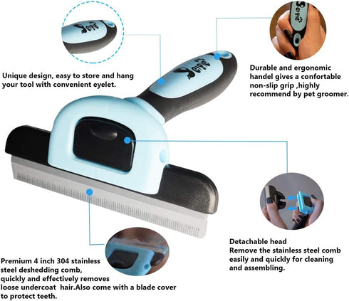 Effective Deshedding Brush and Large Dog Comb, Professional Grooming Tools for Reducing Undercoat Shedding