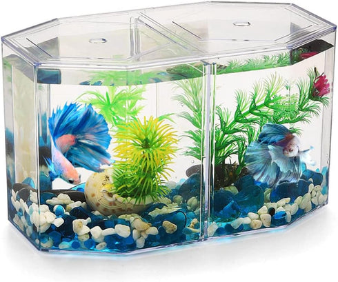 1PC Mini Clear Acrylic Fish Tank, Small Betta Fish Bowl for Decorative Goldfish Tank