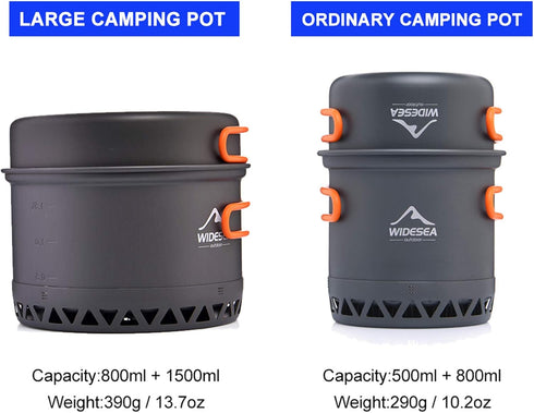 widesea Camping Cookware Outdoor Pot Pan, Heat Exchange Design Cooking Equipment for Hiking Travel