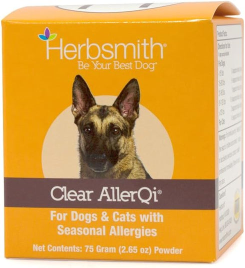 Herbsmith Clear AllerQi Allergy Aid for Cats and Dogs, Anti Itch Pills, 75g Powder