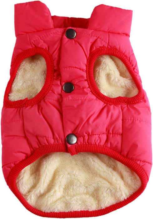 2 Layers Fleece Lined Warm Dog Jacket for Winter - Soft Windproof Small Dog Coat, Pink S