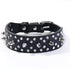 Stylish Rhinestones Dog Collar with Bullet Rivets, Soft and Adjustable Leather for Medium and Large Dogs, Black,