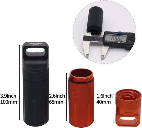 HRX Package Outdoor Waterproof EDC Survival Container Capsule, Airtight Aluminum Pill Bottle (2PCS)