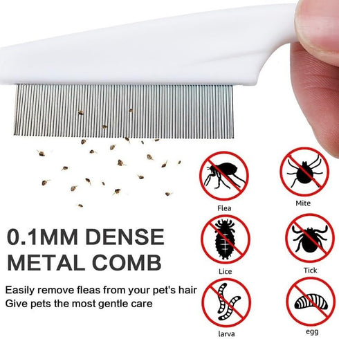 Pet Hair Comb, Multifunctional Flea Comb for Dog and Cat, 2 in 1 Grooming Tool for Face and Paws