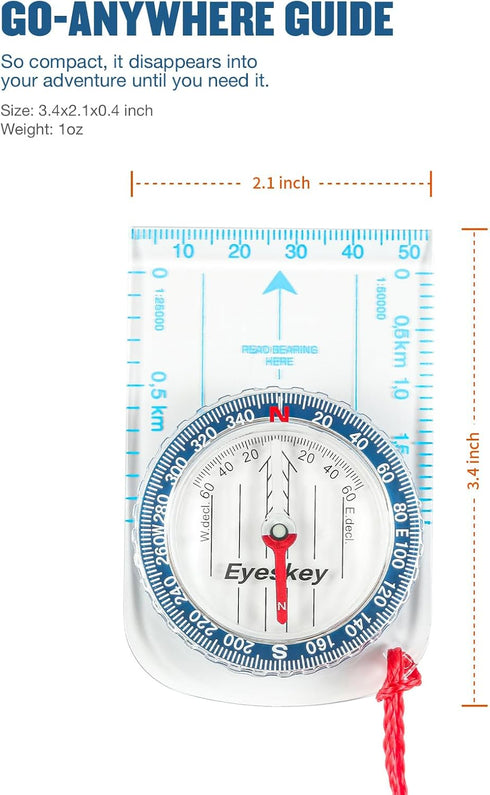 Eyeskey Premium Orienteering Compass for Hiking & Navigation