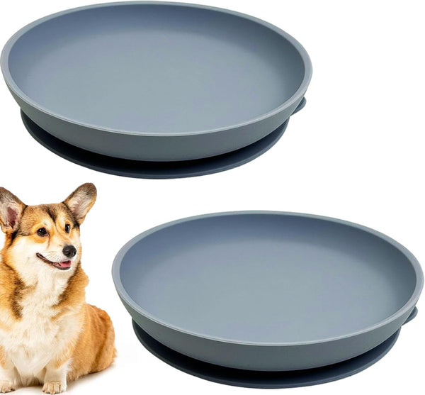Silicone Dog Bowl Set of 2, 7.7in No Spill Puppy Food and Water Dish, Non-Tippable Feeding Bowls for Small & Medium Pets