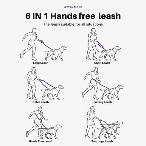 Heavy Duty Tactical Dog Leash for Medium and Large Dogs, 6 in 1 Hands Free for Training, 4-7FT Long Dog Leash, Green
