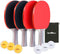 Ping Pong Paddle Set, Professional Table Tennis Racket Set with 6 Balls, 4 Player Starter Kit