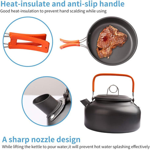 Gutsdoor Camping Cookware Set - Lightweight Stackable Pot Pan Bowls with Storage Bag for Outdoor Hiking