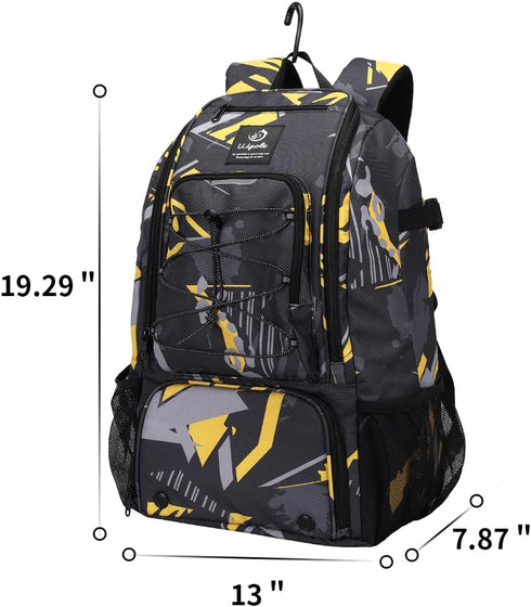 Sports Baseball & Softball Bat Bag for Youth & Adults, Backpack with Shoe Compartment and Fence Hook