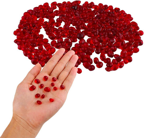 VTurboWay 150 Pack Red Glass Crystal Stone, Aquarium Stone Ornament, Fish Tank Gravel Decoration