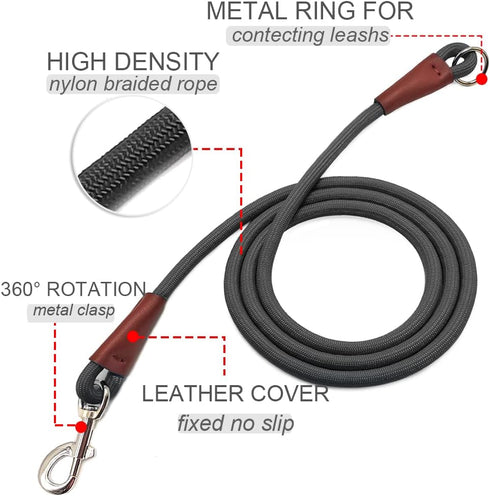 No Handle Dog Leash, 3FT / 6FT Tether Training Leash, Tie Down for Exercising, Bicycle and Outdoor Running Walking