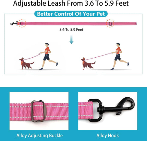 Reflective Dog Collar and Leash Set, Adjustable Nylon Pet Collars for Small Medium Large Dogs, Hot Pink & Size S