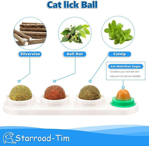 Catnip Balls Catnip Toy for Cats, Rotatable Edible Balls for Healthy Self-Adhesive Catnip