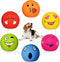 Squeaky Dog Toys 6pcs for Medium Dogs, Soft Latex Balls, Smile Dog Toys, Round Balls for Corgi, Border Collie