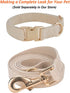 Soft Cotton Dog Leash - 5 Ft Heavy Duty Corduroy with Gold Metal Hook for Small Medium Large Dogs (White)
