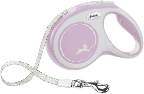 FLEXI New Comfort Retractable Dog Leash, Ergonomic Tangle-Free Leash for Dogs Up to 33 lbs, 16 ft, Pink/Rose