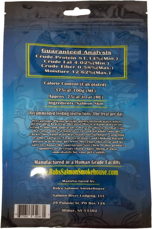 Rob's Salmon Smokehouse Dog Treats - Salmon Skins - Healthy and All Natural - High Protein - Single Ingredient Hand