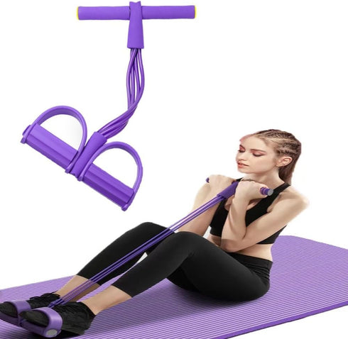 Abdominal Waist Leg Slimming Trainer Upgrade 4-Tube Fitness Sit-up Exercise Equipment with Elastic Pull Rope for Arm Legs Stretching Workout Bodybuilding Abdominal Training (Random Color) by ivyacen