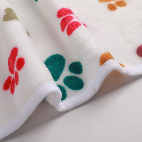 Luciphia 1 Pack Fluffy Premium Fleece Pet Blanket, Paw Bone Printed Throw for Dog Cat (Small 23x16'', Purple/Pink/White)
