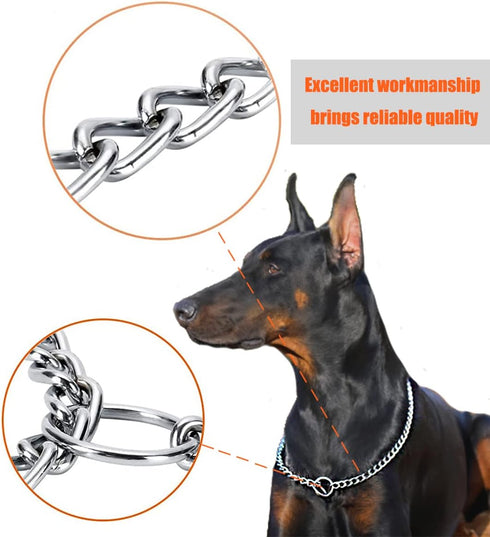 Dog Choke Collar Slip P Chain, Heavy Chain Metal Training Choke Collars, Adjustable for Small Medium Large Dogs