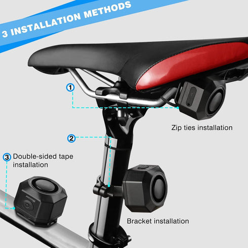 WSDCAM Rechargeable Electric Bike Horn Alarm, 110dB Loud Waterproof Bicycle Horn with Vibration Alarm