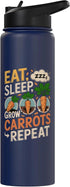 Vegetables Carrots Lover Gifts Eat Sleep Grow Carrots Repeat Funny Carrot Lover Stainless Steel Insulated Water Bottle