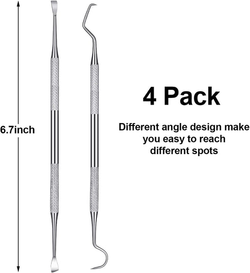 Mudder 4 Pieces Dog Dental Tools, Stainless Double Headed Cleaning Tool Set, Tartar Remover for Dogs Cats