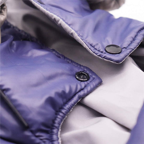 Winter Small Medium Dog Coat, Hooded Four-Legged Jacket Cotton-Padded for Puppy Cat Doggie Pets (Small, Navy)