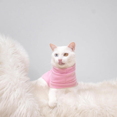 EXPAWLORER Soft Cat Sweater, Pink Medium, Warm Kitten Clothes, Fall and Winter Pullover Design, Fleece Sweatshirt for