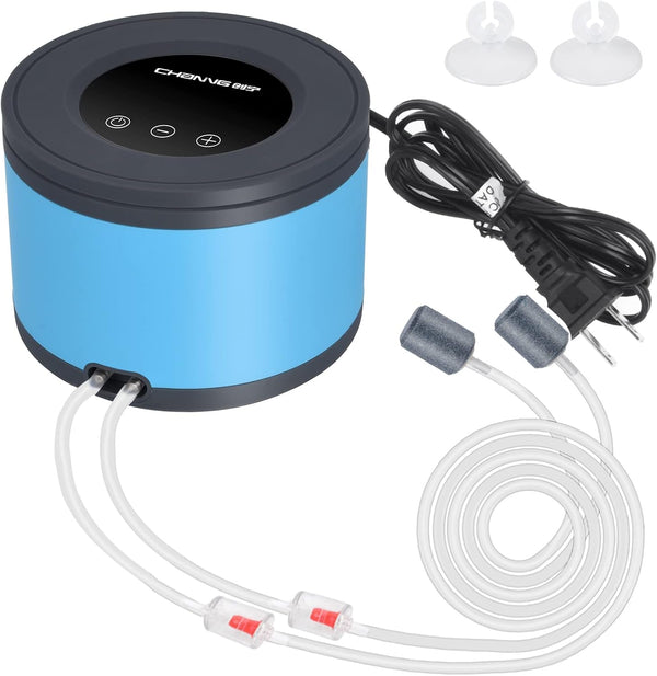 Aquarium Air Pump Dual Outlets, Ultra Quiet 20-600 Gallons, 5W Silent Water Oxygen Aerator Pump