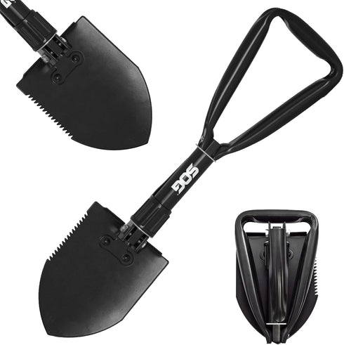 SOG Entrenching Tool, 18.25 Inch Folding Survival Shovel with Carry Case, Black