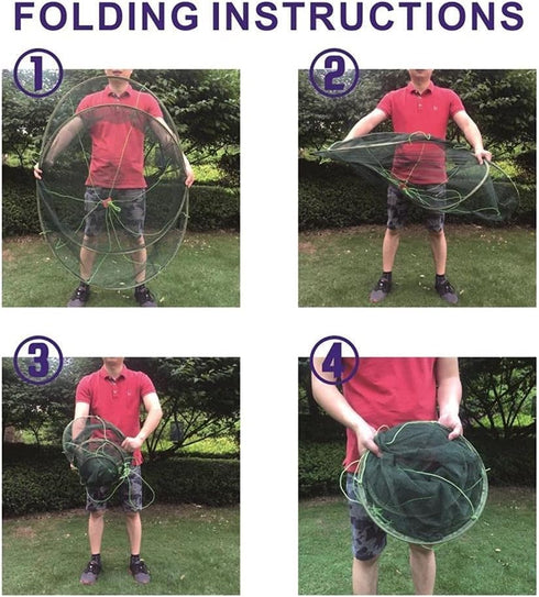 31.5" EatingBiting Portable Prawn Bait Crab Shrimp Net Drop Landing Fishing Pier Harbour Pond Folding Fishes Net